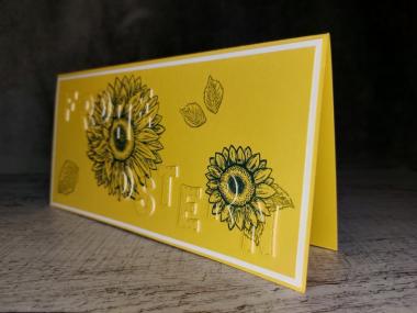 Grußkarte Frohe Ostern Blüten gelb handgemacht
